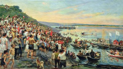 Arrival of a seaplane in Ulyanovsk in 1927 by Ivan Petrovich Guryev